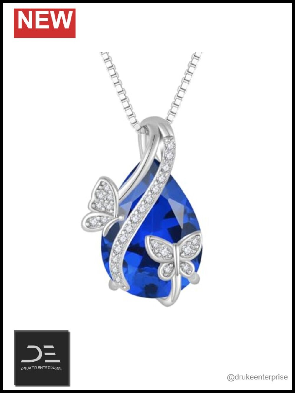 Sterling Silver Birthstone Butterfly Pendant Necklace for Women